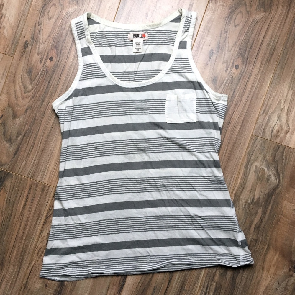 Gray White Striped Tank